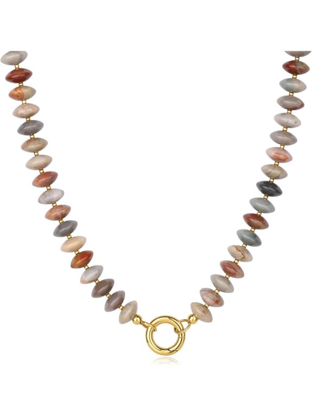 Chunky Beaded Natural Stone Statement Necklace for Women - Boho Chic Jewelry